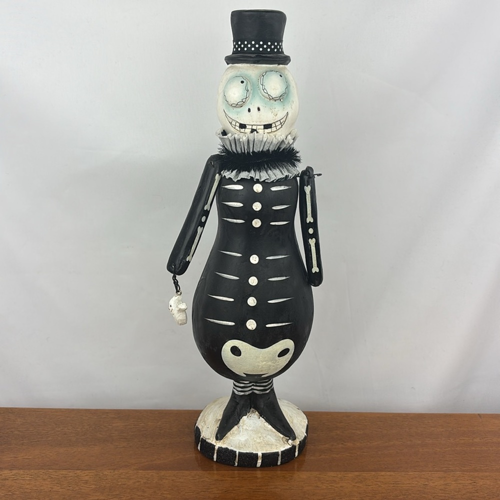 Folk art skeleton bobble head figurine Halloween decor